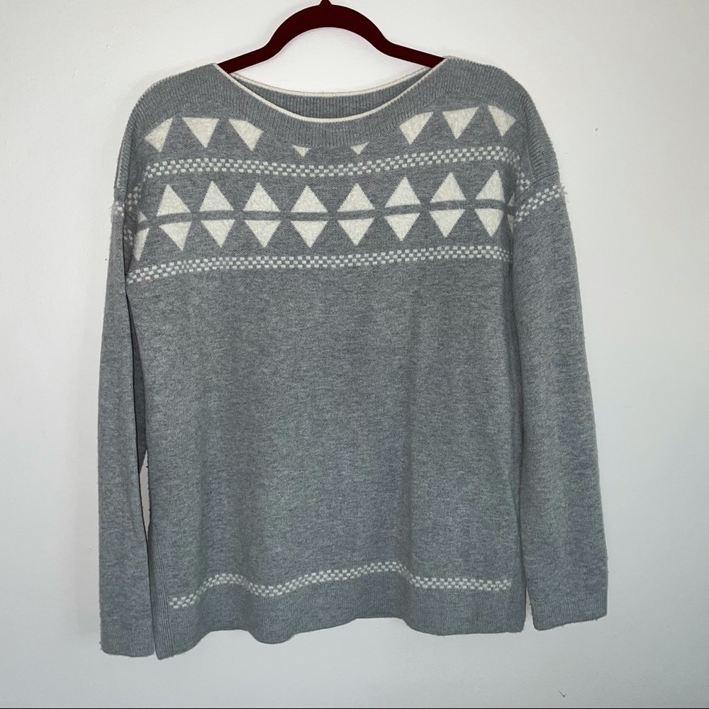 LOFT Grey & White Diamond Sweater Sz S